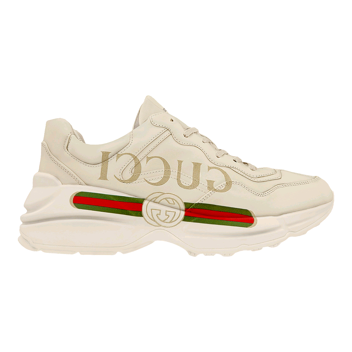 GUCCI Rhyton Vintage Logo Low Top Dad Shoes Ivory White