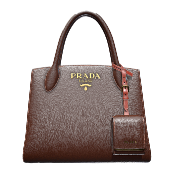 PRADA Leather Tote Bag Handbag Brown Large