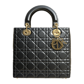 Dior Lady plaid sheepskin black handbag