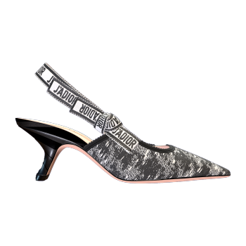 DIOR J'Adior black and white tweed houndstooth patterned high heels with exposed heels