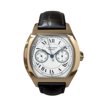Cartier Tortue Monopoursoir 2396 Cartier Leather Strap Chronograph