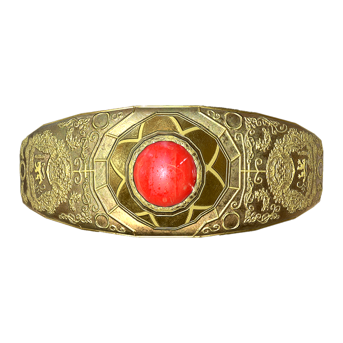 Vintage antique court style carved red gemstone gold ring