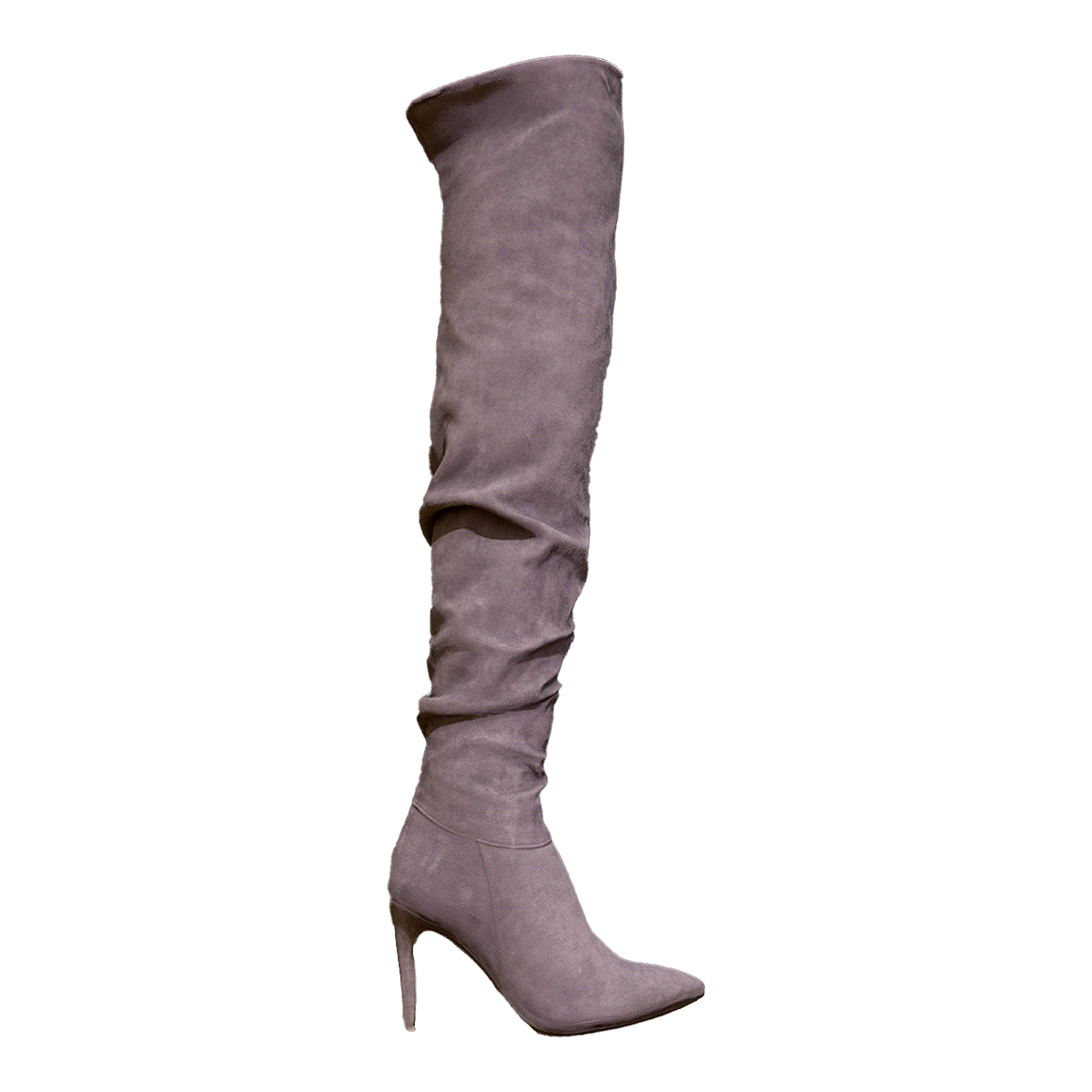 Suede suede knee high heels pointed boots in sandy color