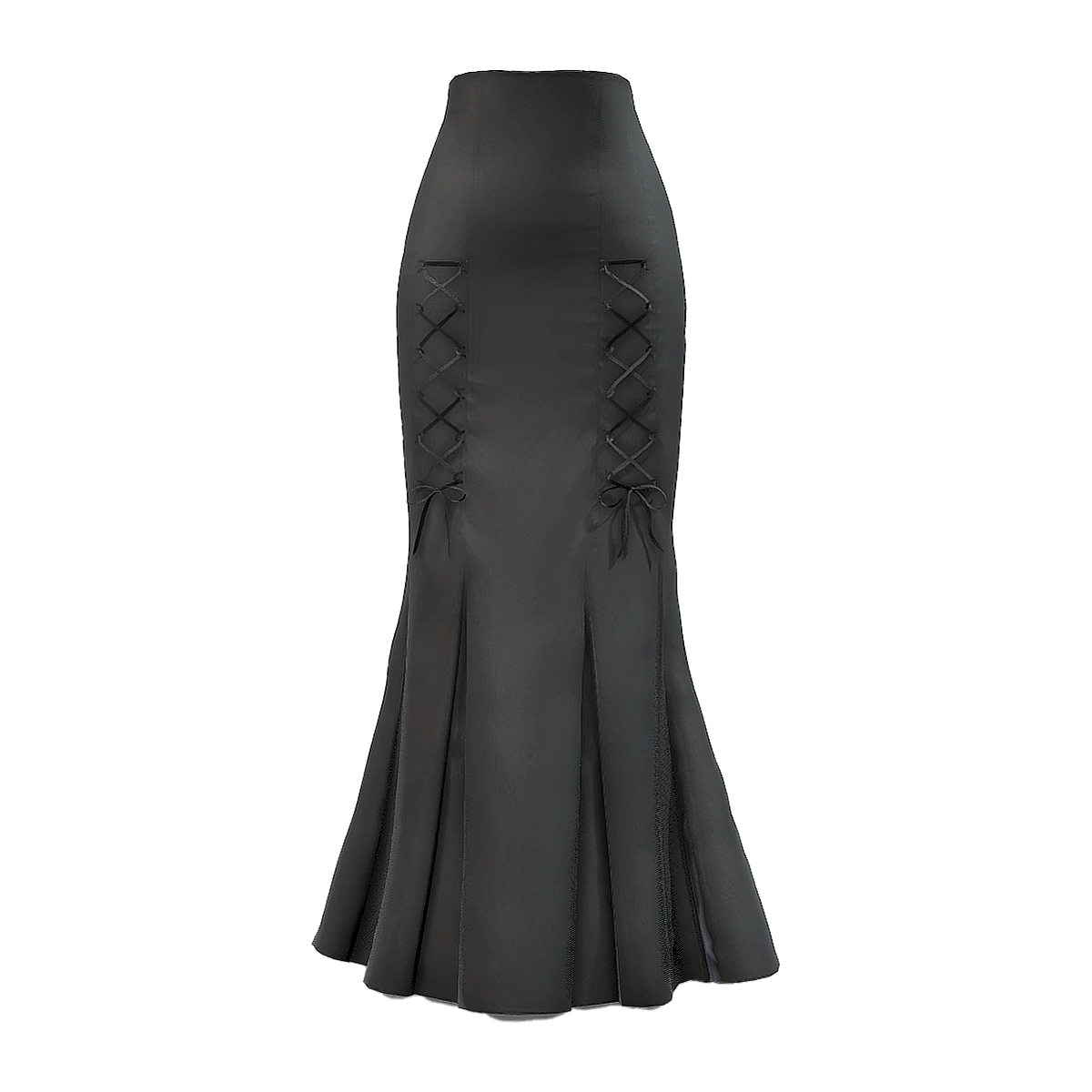 Temperament slimming cross tie high waisted fishtail skirt, mid length hip hugging skirt
