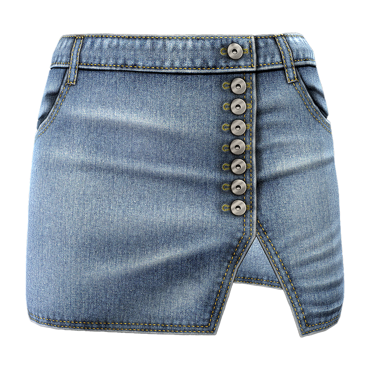 Casual and versatile side split hip skirt, retro washed denim skirt