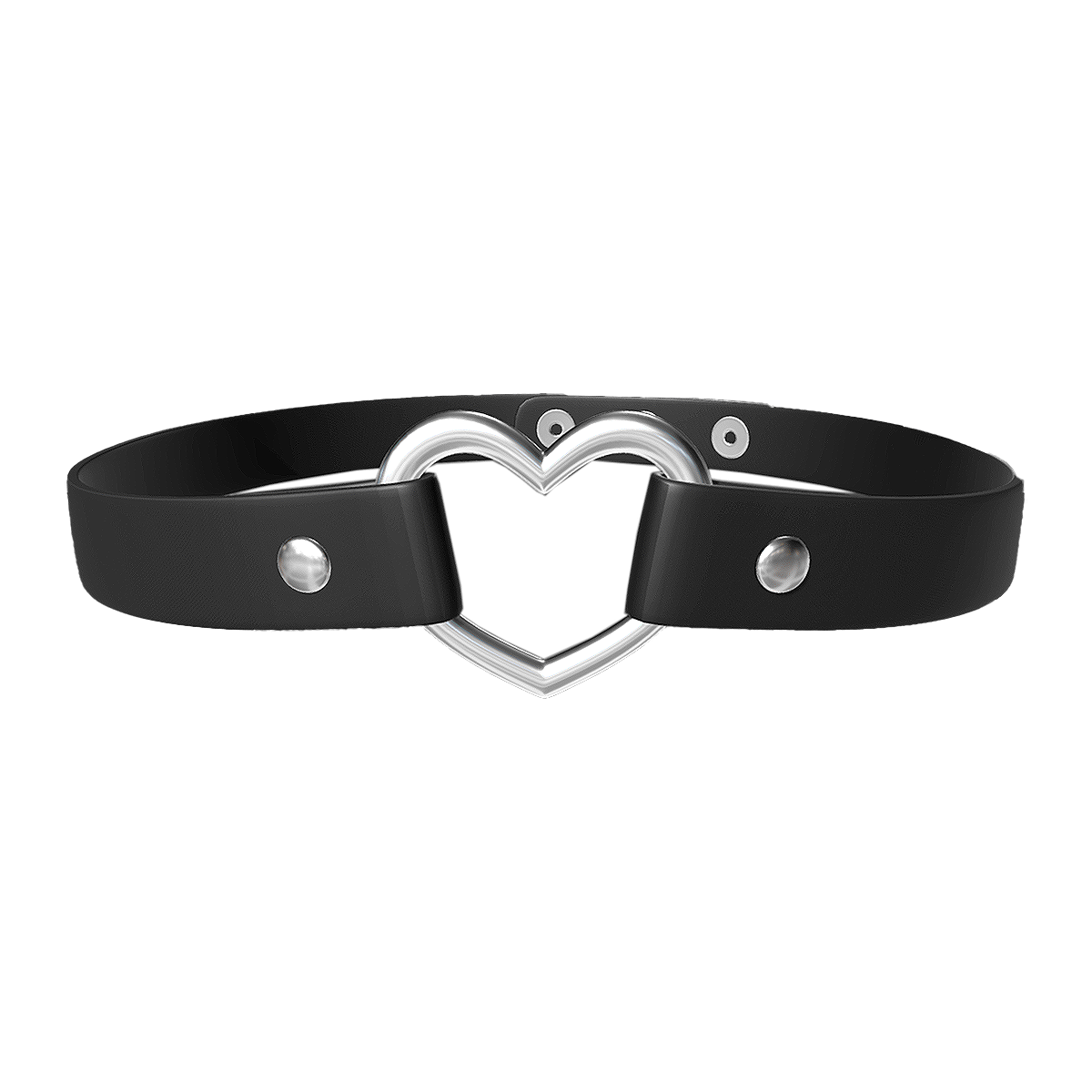 Personalized Gothic style leather collar punk metal heart-shaped neck strap black