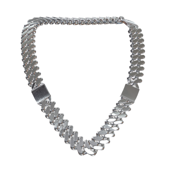 European and American hip-hop rock Cuban necklace metal thick neck necklace silver