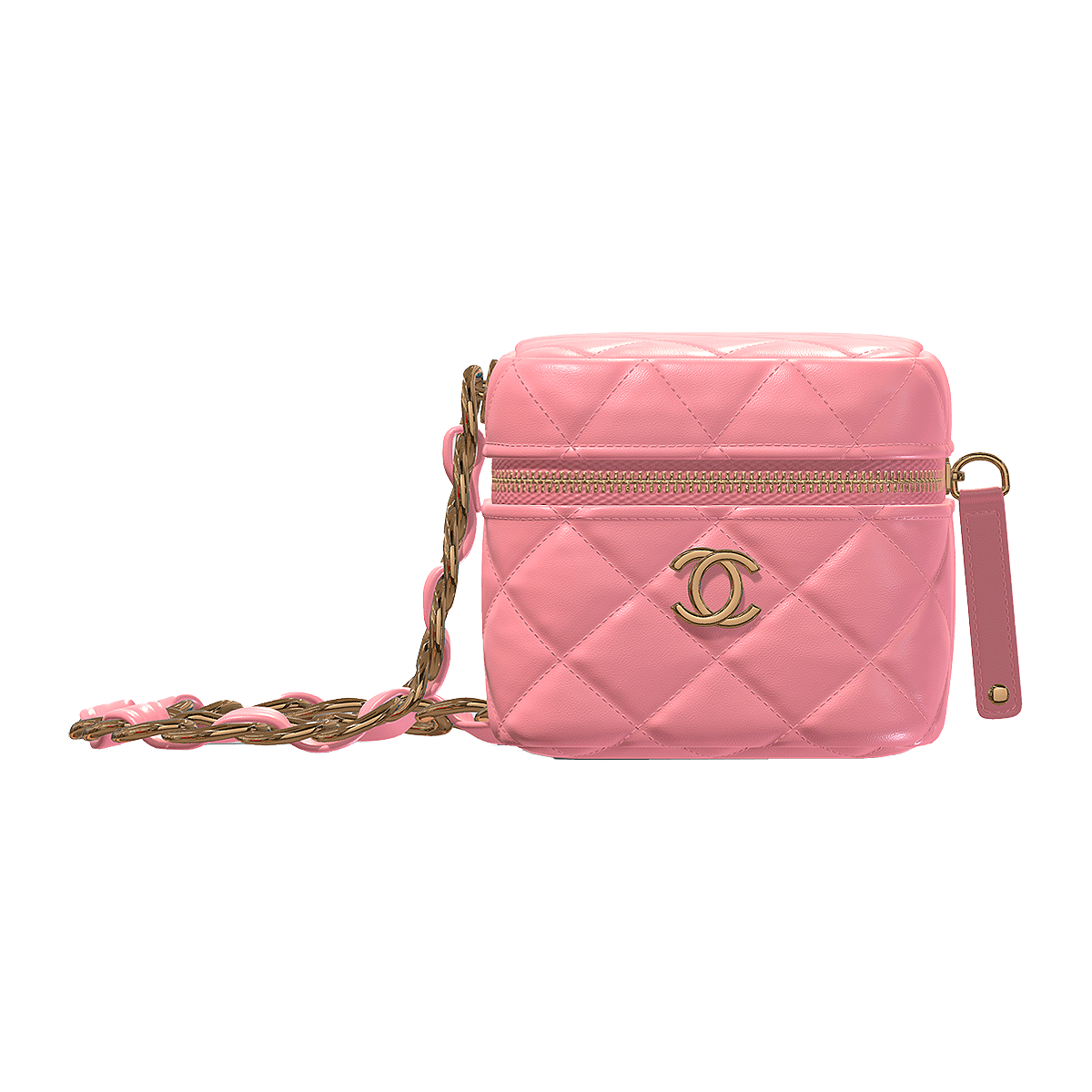 CHANEL CC small fragrance chain diagonal cross diamond grid camera bag mini handheld small square box pink