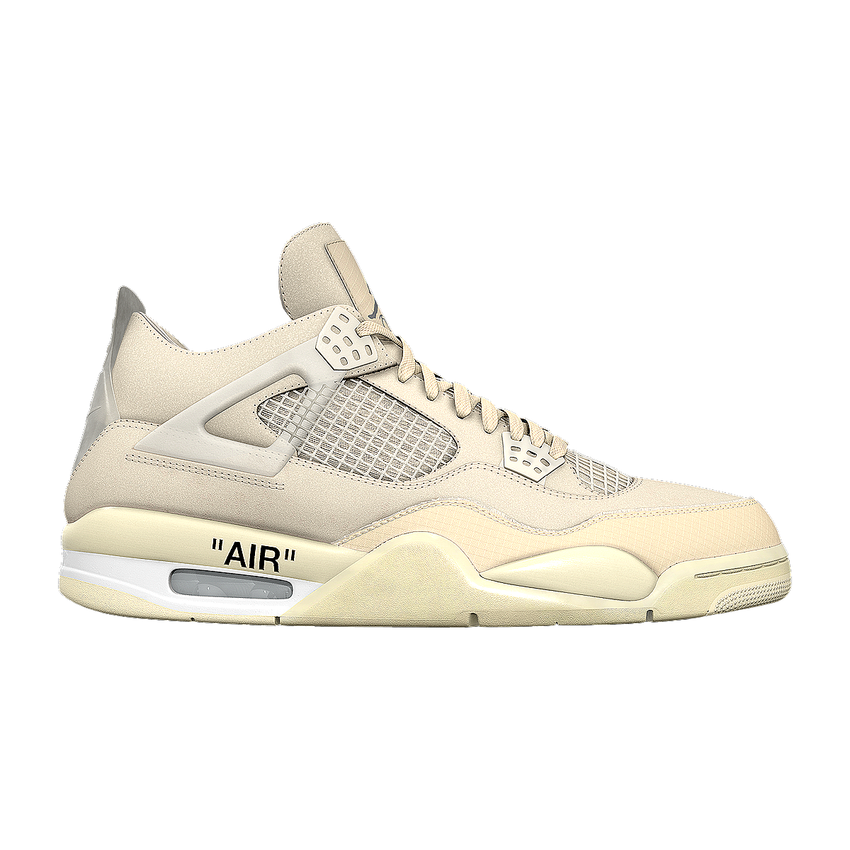 Air Jordan 4 x OFF-WHITE Sail Co branded Mid Top Basketball Shoes