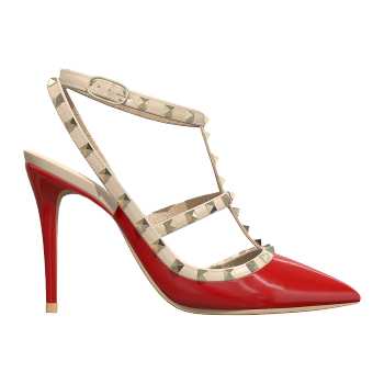 Valentino ROCKSTUD Lacquer Leather Lace Rivet High Heels Red
