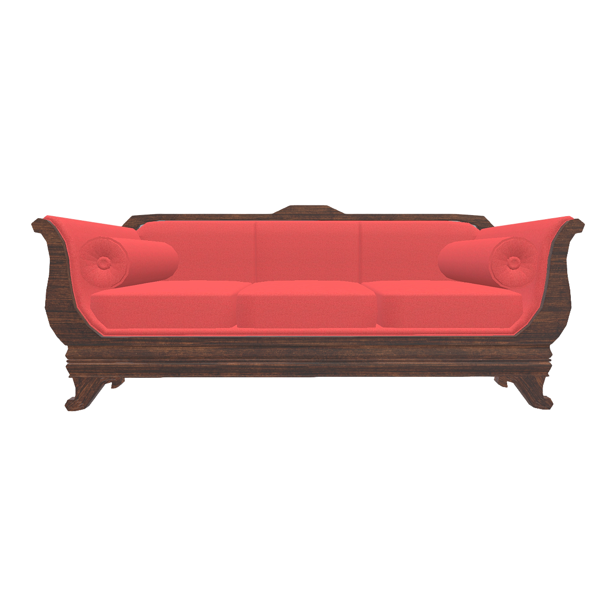 Nordic Home Black Walnut Fabric Cushion Chair Sofa - Three Person Sofa