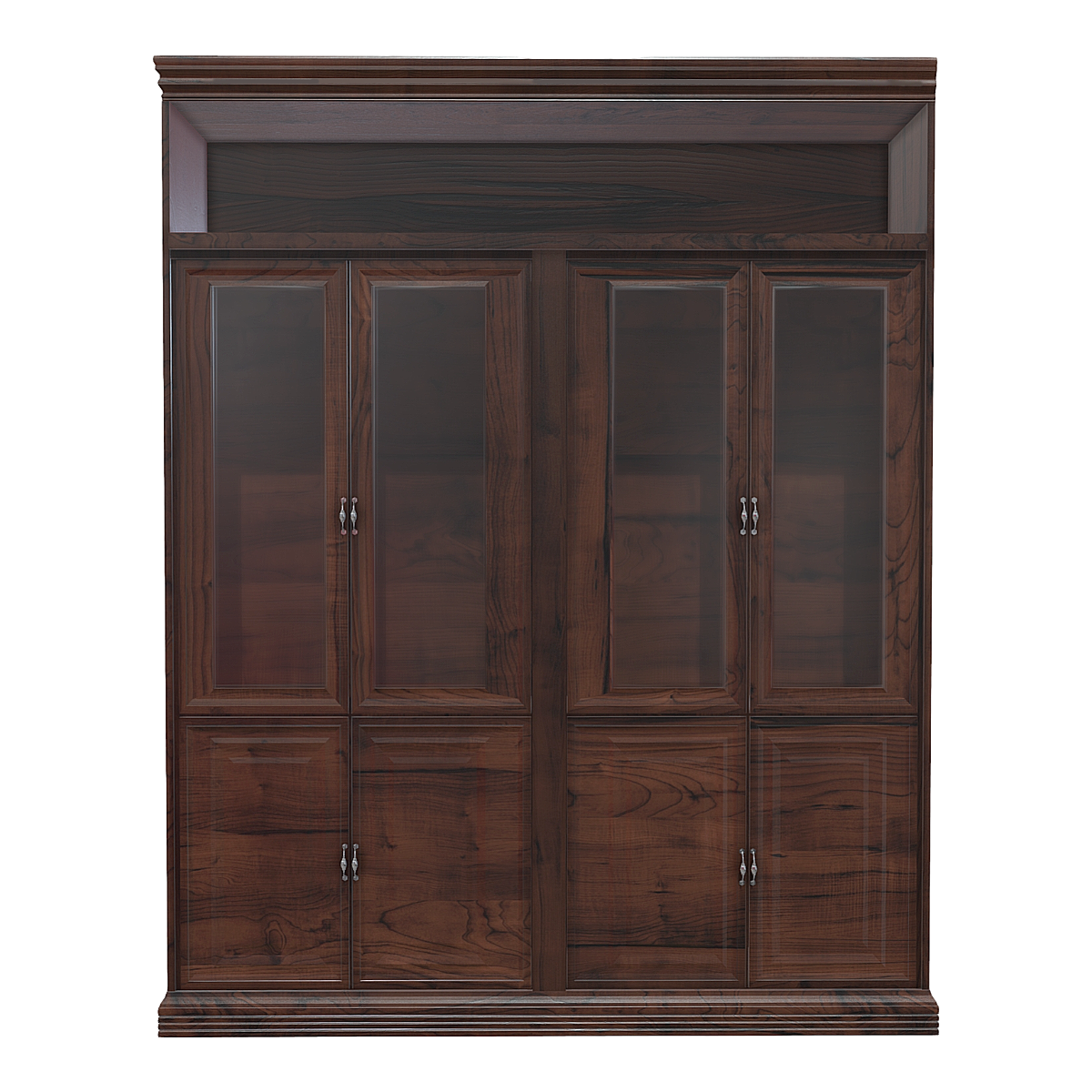 Nordic retro glass frame floor to ceiling solid wood display cabinet