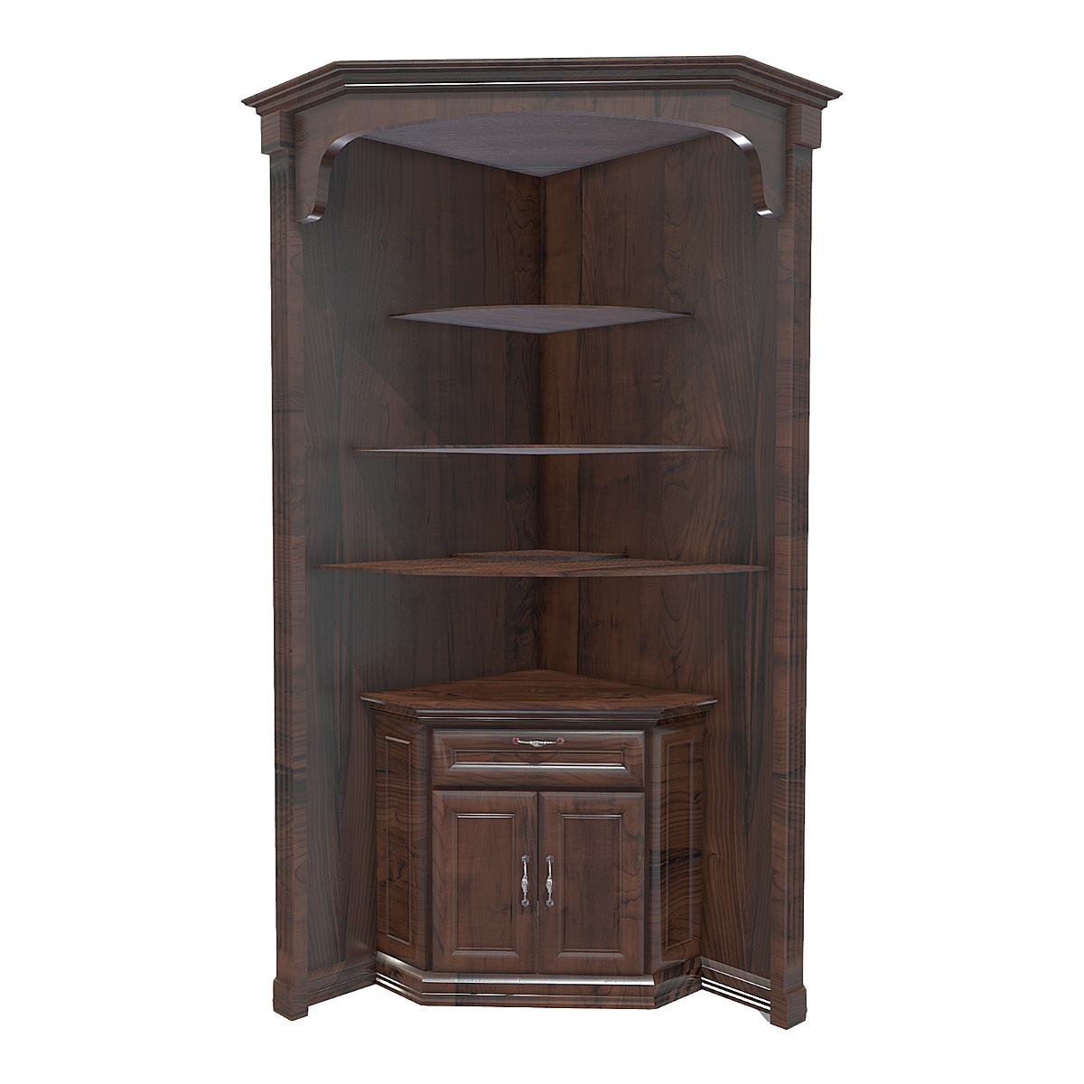 Nordic classical solid wood double door drawer corner display cabinet