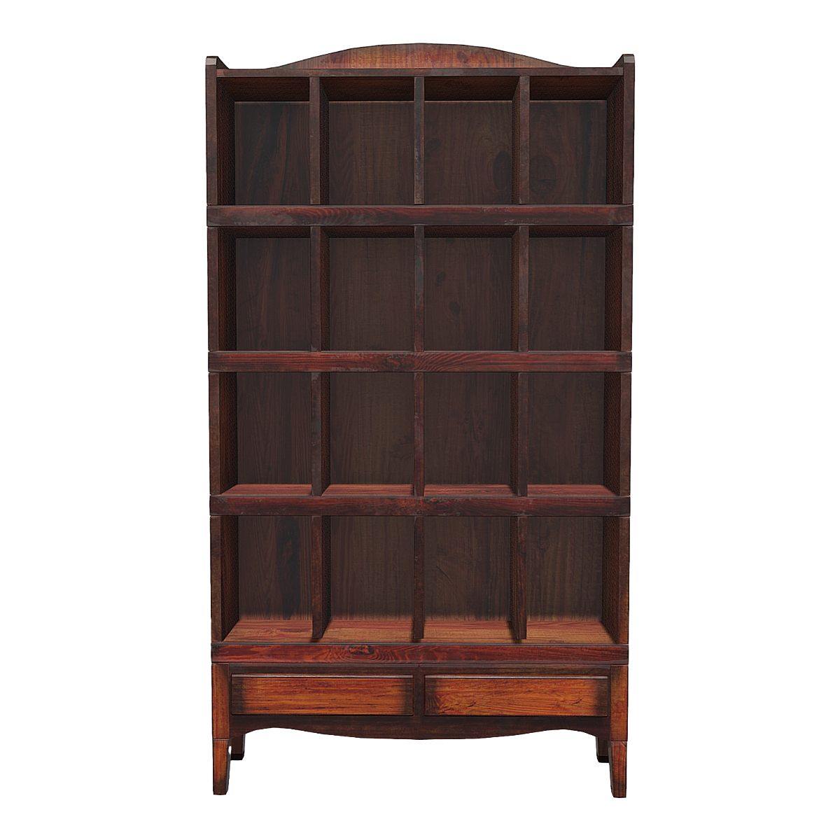 Vintage vintage solid wood floor standing multi grid storage cabinet - Red walnut wood