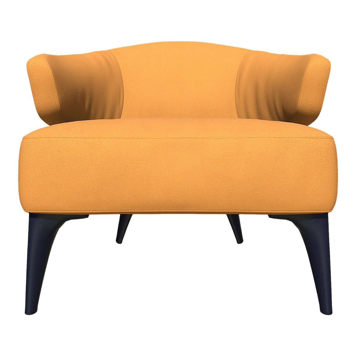 Modern home yellow fabric single person cow horn backrest armchair sofa - single person sofa