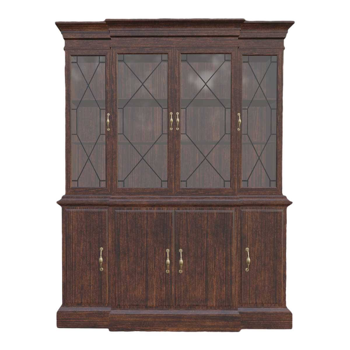Nordic classical solid wood single and double door drawer glass display cabinet - iron edge glass cabinet