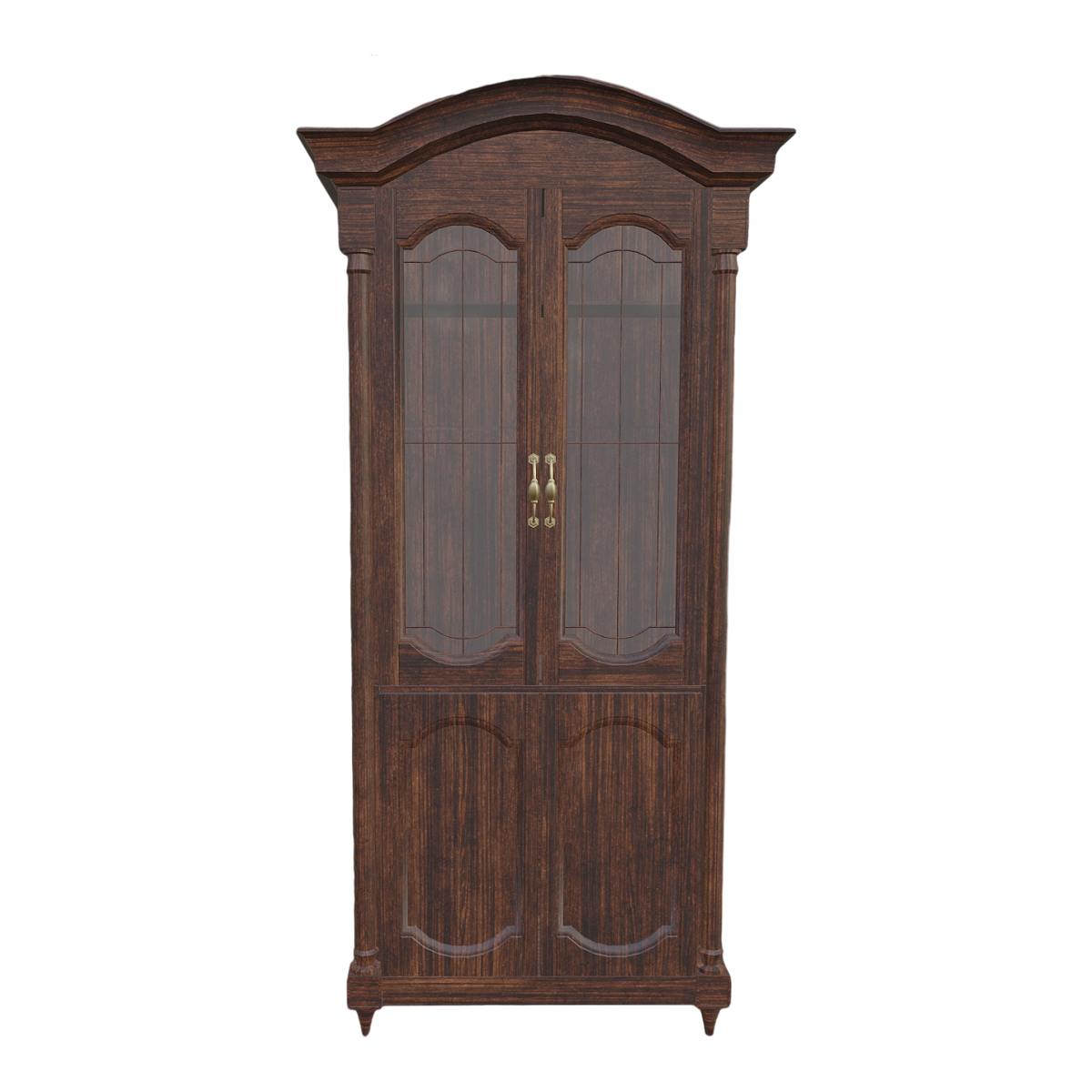 Nordic Classical Solid Wood Double Door Glass Display Cabinet - Small Double Door Display Cabinet