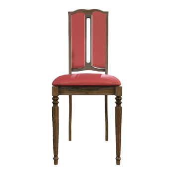 Retro black walnut red leather single backrest cushion chair