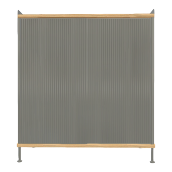 Nordic living room gray metal sliding door cabinet, entrance storage cabinet