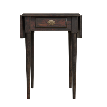 Retro distressed extendable drawer table - North American walnut wood