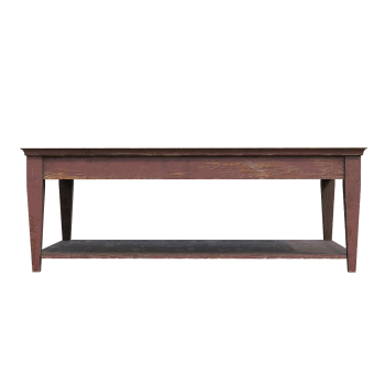 Vintage vintage double layered square table low table - solid wood red paint
