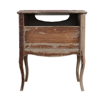 Vintage vintage solid wood drawer bedside table - walnut wood