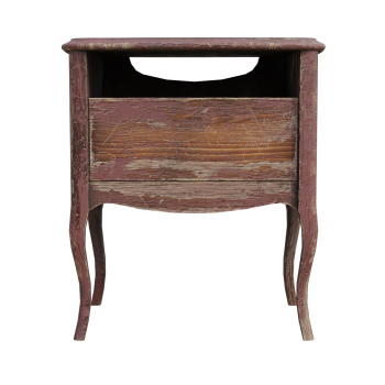Vintage vintage solid wood drawer bedside table - solid wood red paint