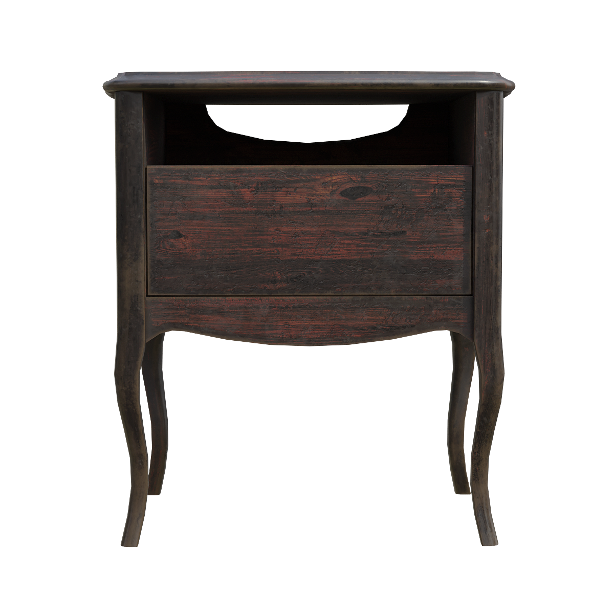 Vintage vintage solid wood drawer bedside table - North American walnut wood