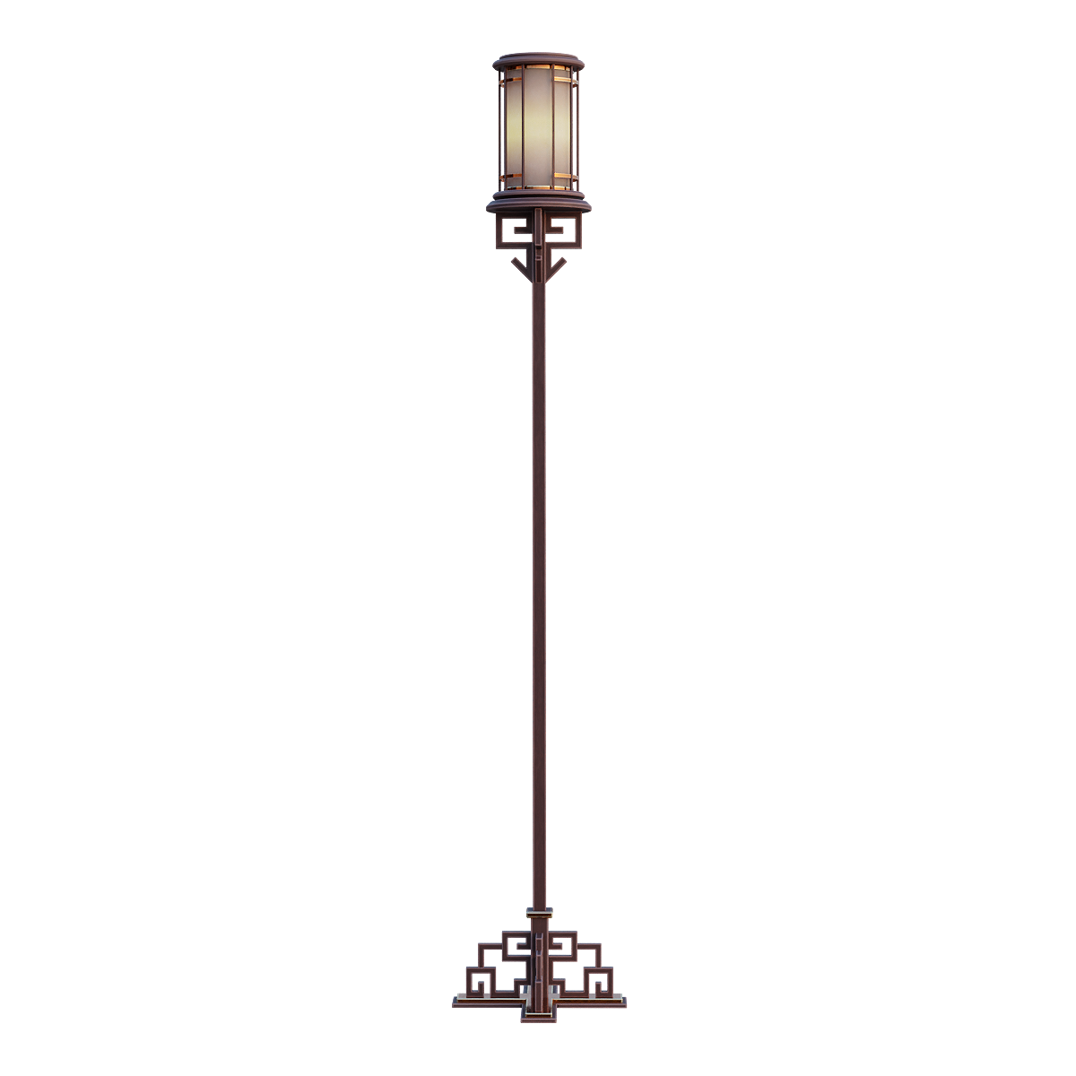 Chinese classical black walnut carved high footed floor lamp - floor lamp