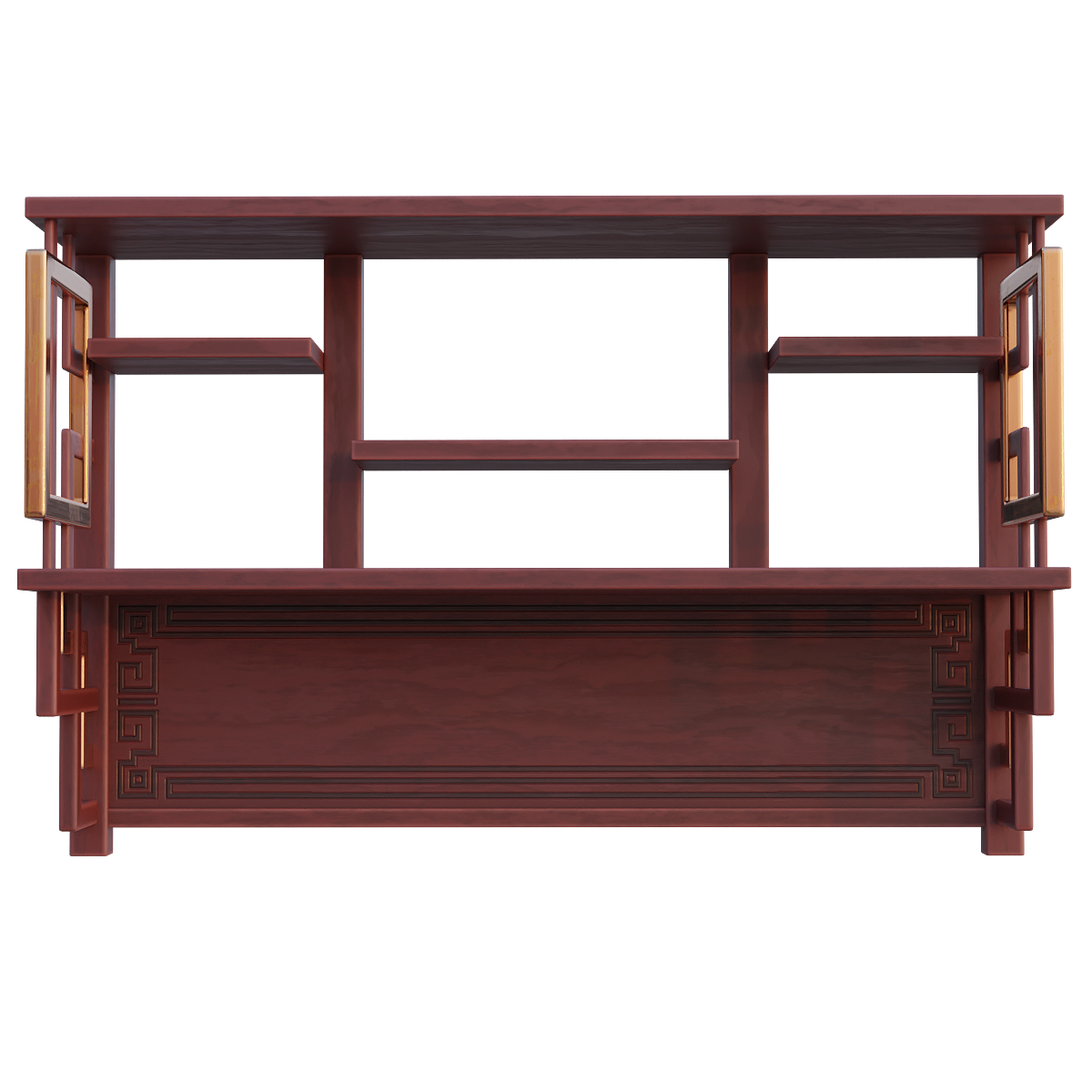Chinese classical red walnut wood carving shelf - wall mounted shelf