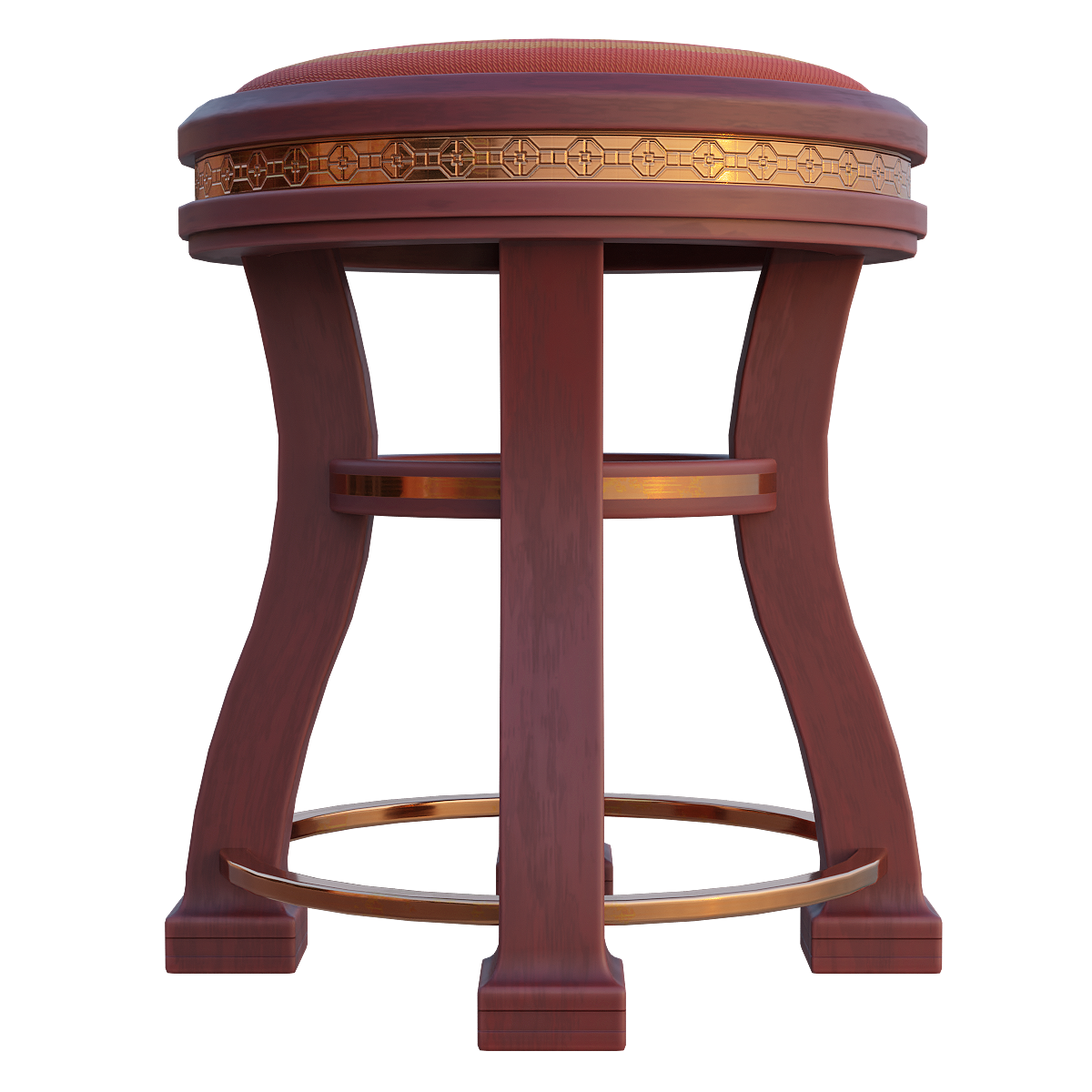Chinese classical red walnut fabric cushion stool - stool