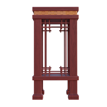 Chinese classical red walnut wood carved double-layer shelf - table edge shelf