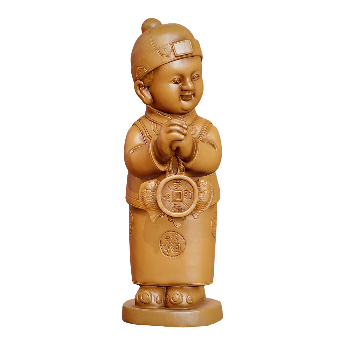 Chinese Classical Golden Boy and Jade Girl Clay Sculpture - Boy Boy