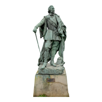 The bronze statue of Cardinal Richelieu in red