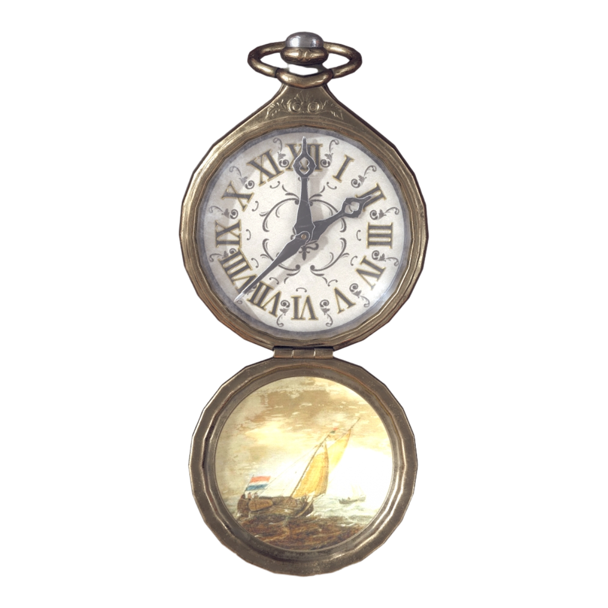 Flip style retro pointer pocket watch