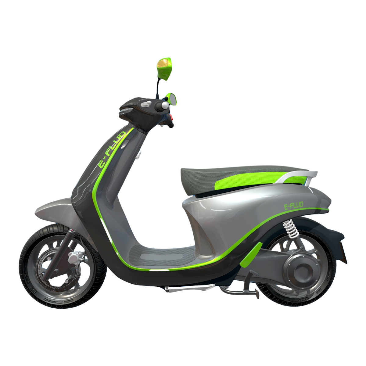 Modern means of transportation, electric vehicles, are bright green