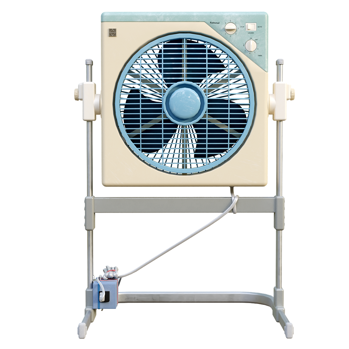 Retro floor standing lifting and turning fan, small fan