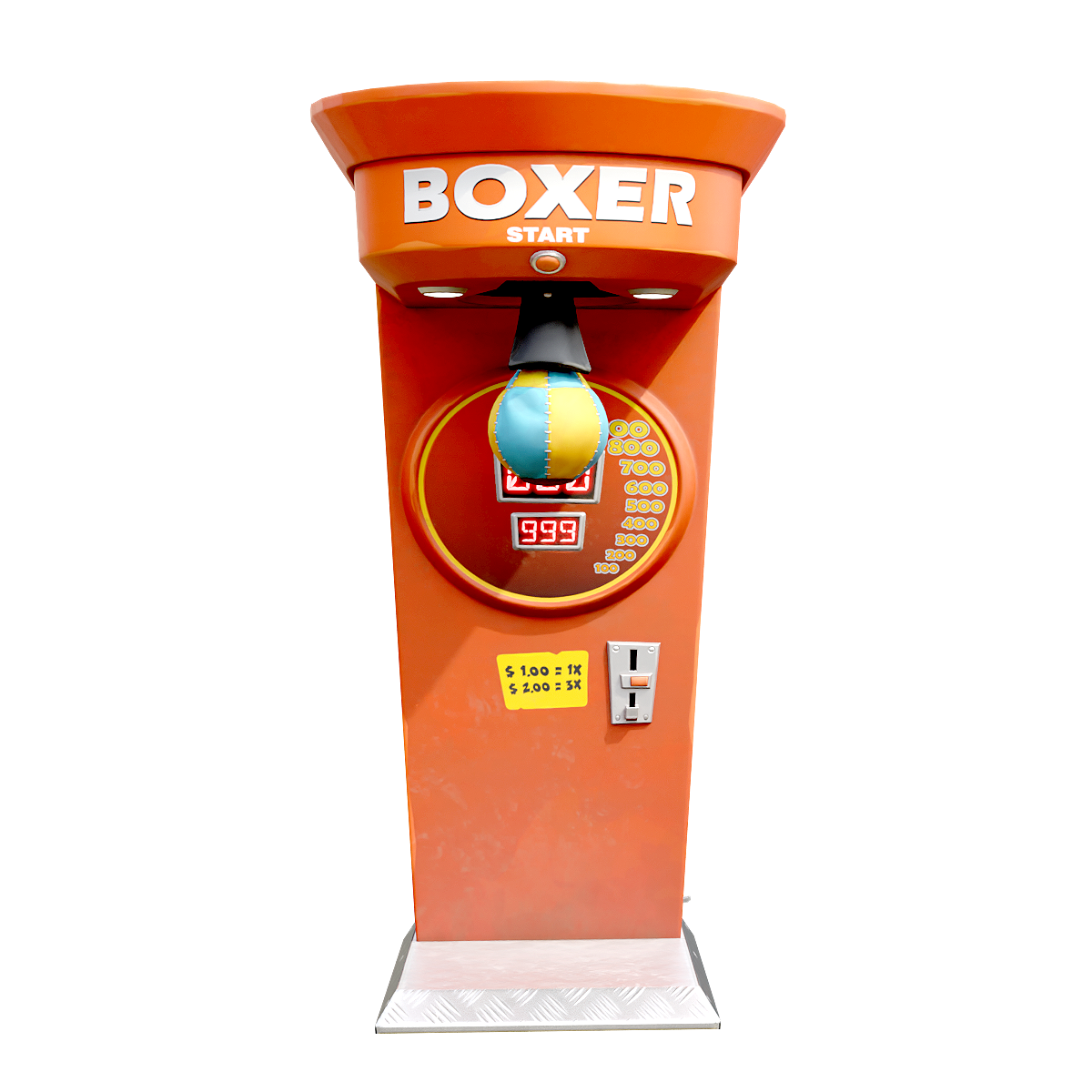 Coin operated boxing machine in arcade - red