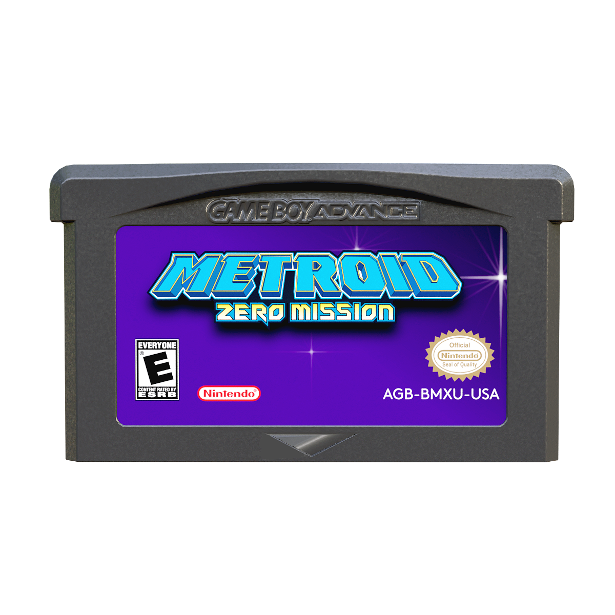 Gameboy Advance SP game cartridge with Metroid Zero Mission