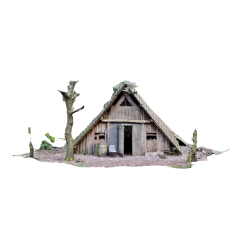 A small wooden house in the forest