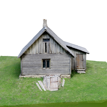 Dilapidated wooden houses in rural areas