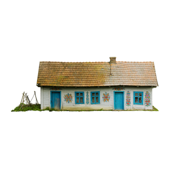 Painted houses in the Podolia region of Poland