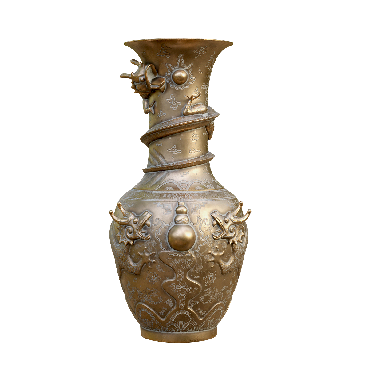 Copper Chinese dragon vase