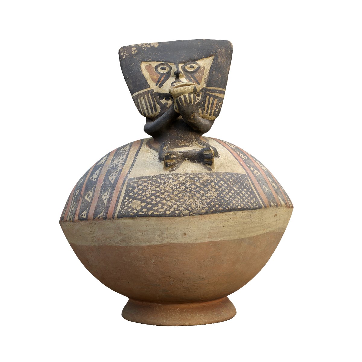 Colorful oval anthropomorphic pottery - Bonn Collection of the Americas