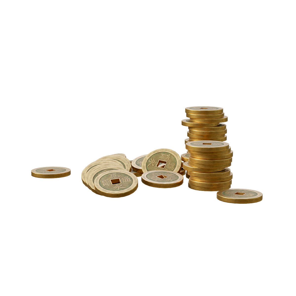 A pile of old Japanese coins known as "Kan'ei Tongbao"