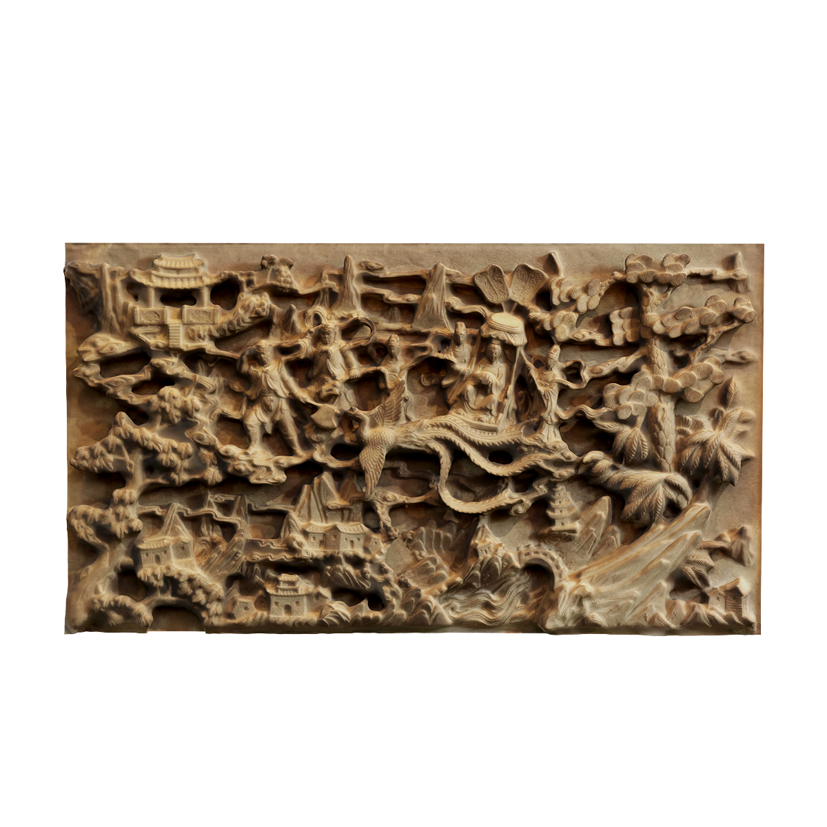 Exquisite stone carvings on temple walls in Taiwan