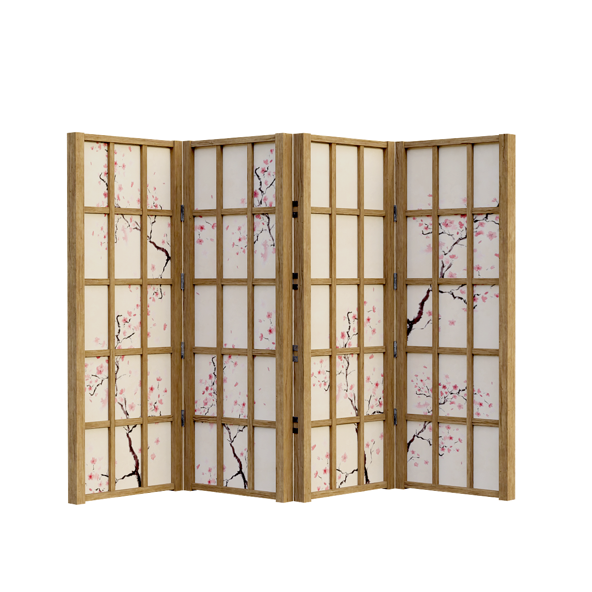 Japanese cherry blossom pattern solid wood screen