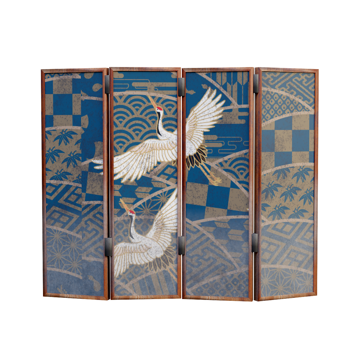 Japanese Screen - Red crowned Crane