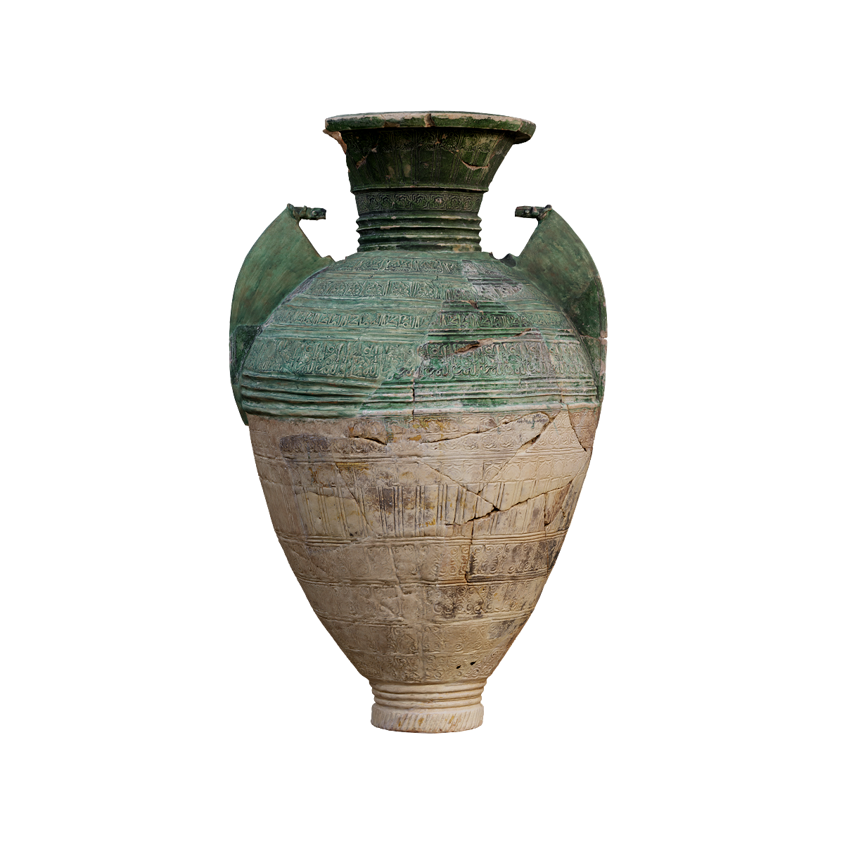 Green glazed Islamic pottery jar - Real City Museum