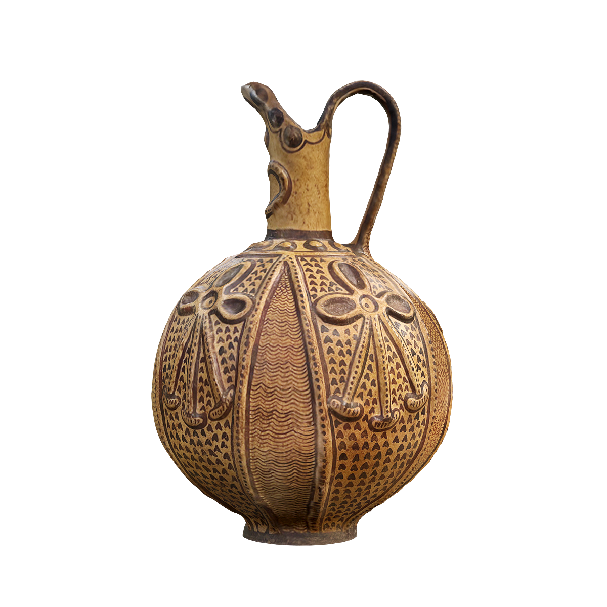 Barbotine style ceremonial teapot replica 3D model